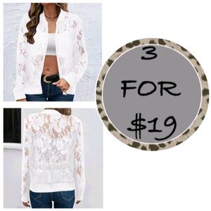 3/$19 NWT Rebel Raven floral lace full zip bomber jacket top